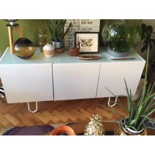 white glass top modern sideboard