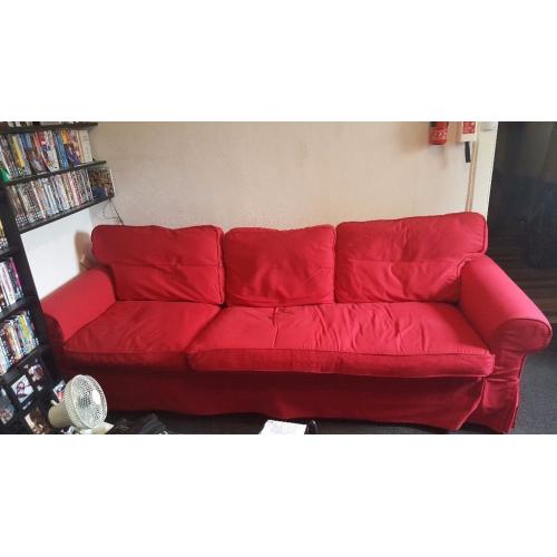 Red chaise lounge couch