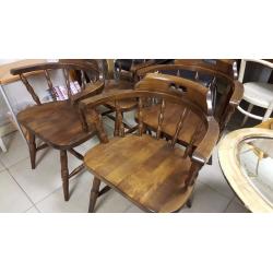 Set Of 4 Beautifully Made Antique Captains Chairs