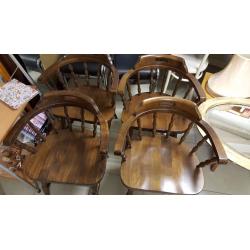 Set Of 4 Beautifully Made Antique Captains Chairs