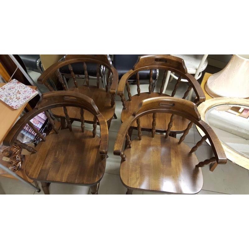 Set Of 4 Beautifully Made Antique Captains Chairs