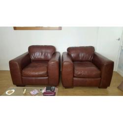 Brown leather sofa