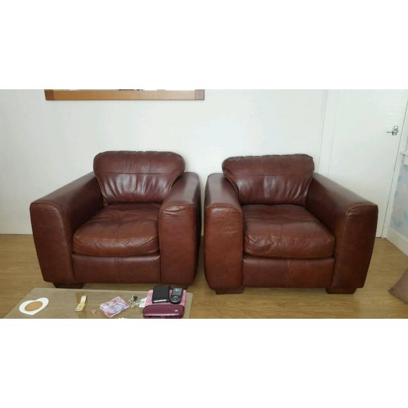 Brown leather sofa