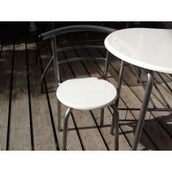 Gloss white and silver table and 2 chairs set
