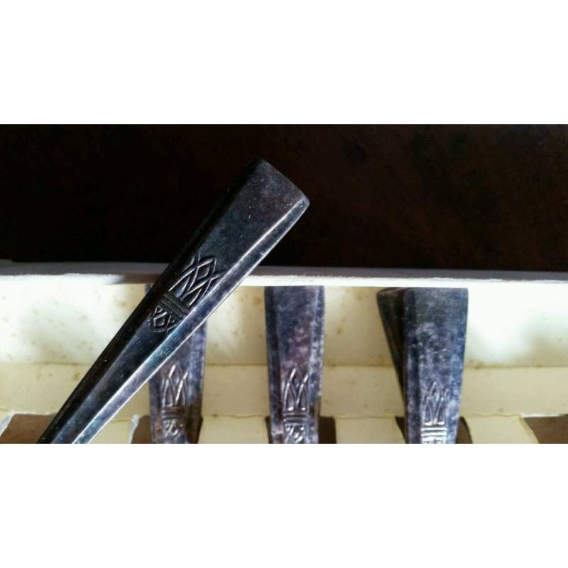 Set of silver plate fish knives and forks