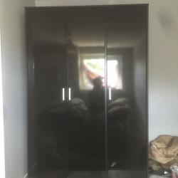 3 door black wardrobe