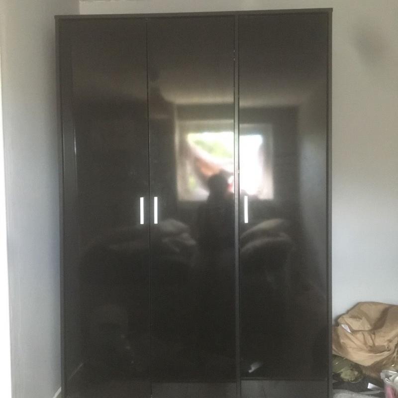 3 door black wardrobe