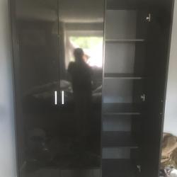 3 door black wardrobe