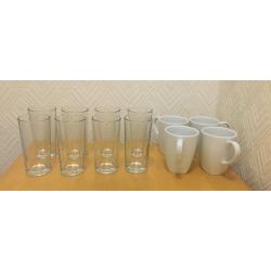 8 glasses & 4 white cups