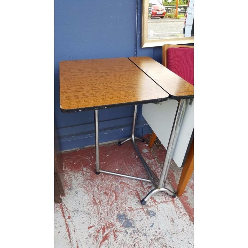 Vintage Drop Leaf / Gateleg Table With Chrome Legs