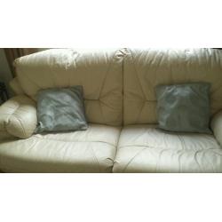 Cream leather three piece suite