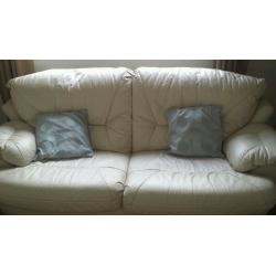 Cream leather three piece suite