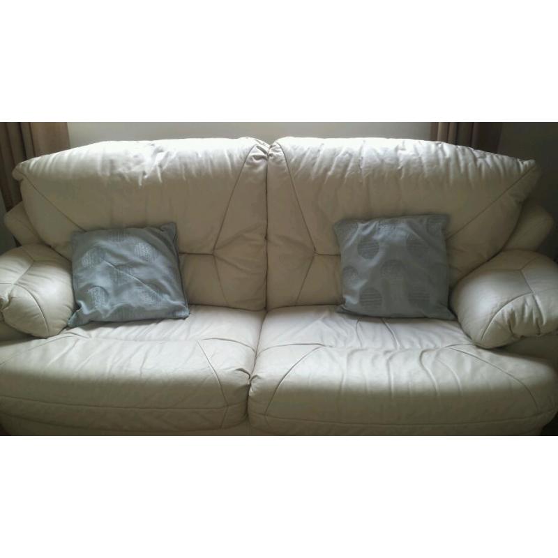 Cream leather three piece suite