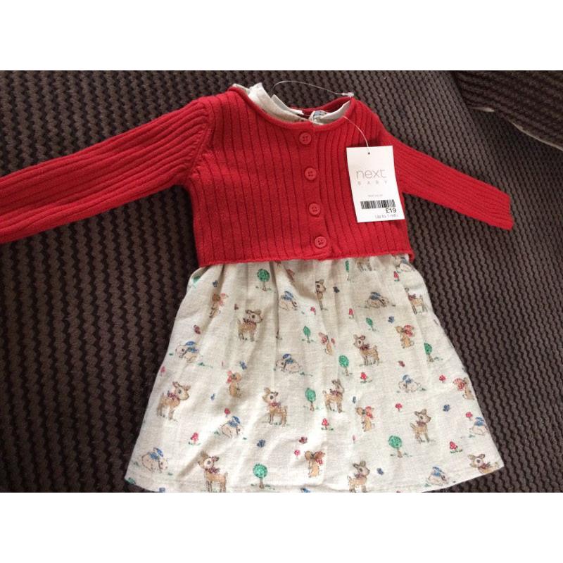 Baby girls next dress & cardigan up to 1 month new with tags