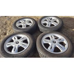 4 ALLOY MINI WHEELS (2003) WITH GOOD TYRE TREAD