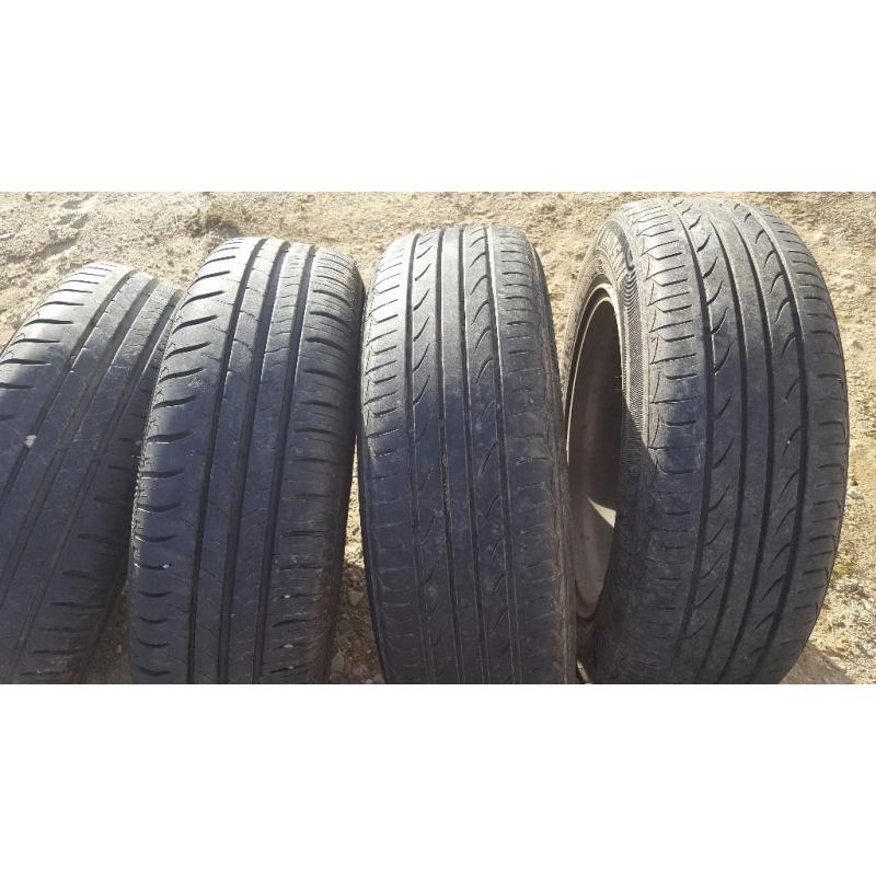 4 ALLOY MINI WHEELS (2003) WITH GOOD TYRE TREAD