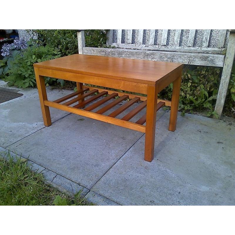 Mid Century Herbert Gibbs Teak Coffee Table With Slatted Undershelf