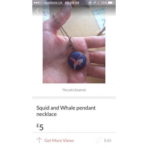 Squid and whale pendant necklace
