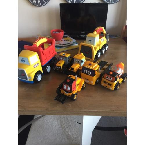 Talking JCB vehicles and Little tikes trucks
