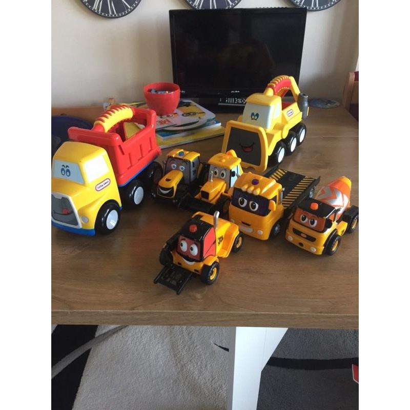 Talking JCB vehicles and Little tikes trucks