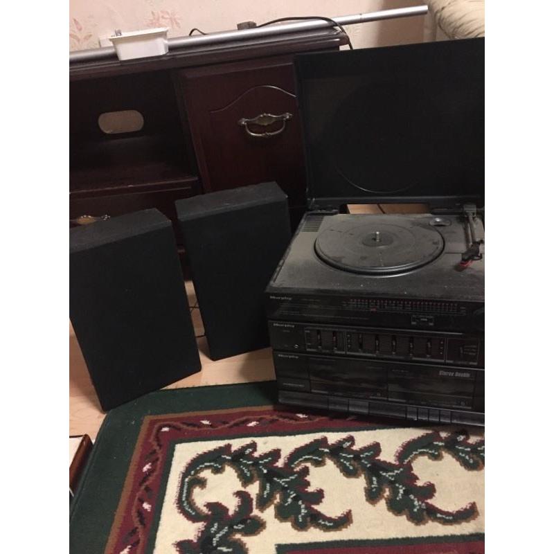 Record player tape deck music system