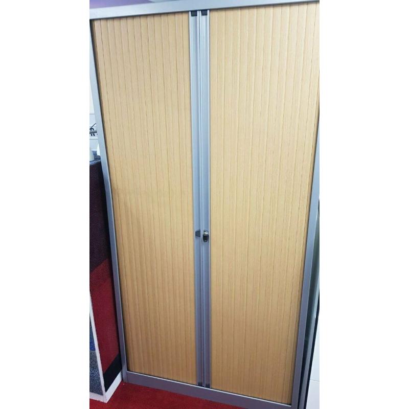 Tall steel Office Cabinet Wooden Tambours