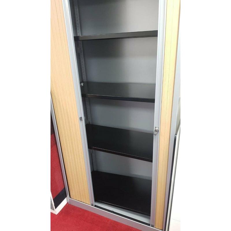 Tall steel Office Cabinet Wooden Tambours