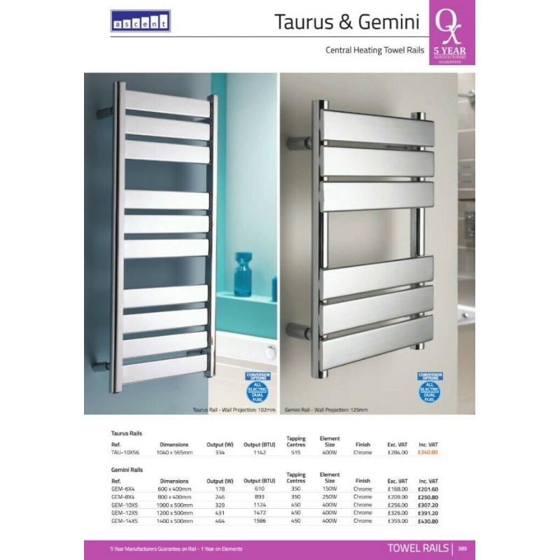 Gemini Towel Rail 1000x500 Chrome