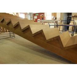 Self Supporting Wooden Stairs Solid Oak Stained Brown Colour Treads Risers Steps