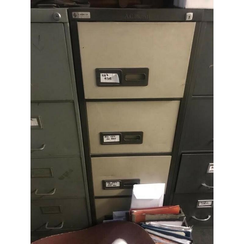 Vintage Industrial 4 Draw Filing Cabinet