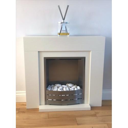 Cream and silver electric fire