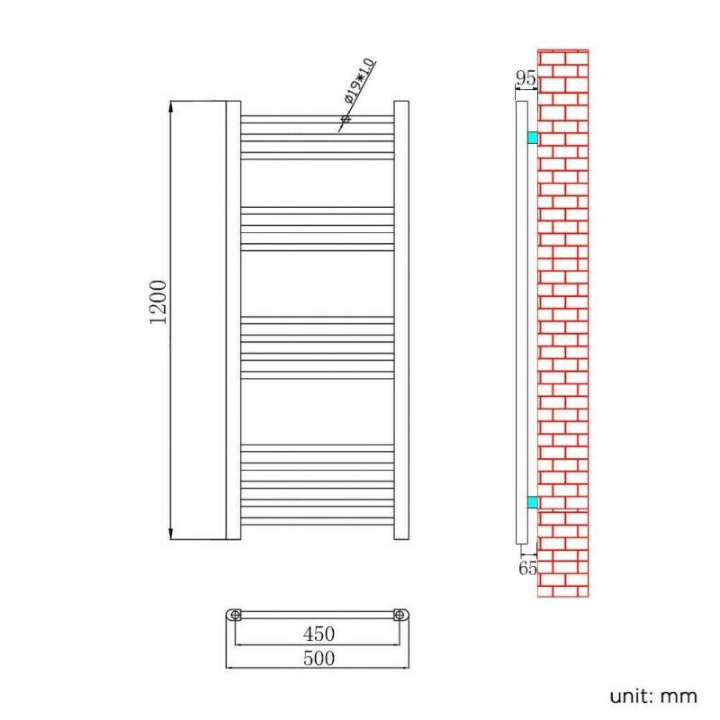 1200x500mm Chrome Straight Heated Bathroom Towel Radiator RRP ?139.97 OUR PRICE ONLY ?60.00