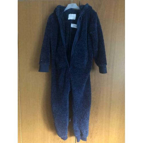 Boys Next blue fluffy onesie with hood age 6