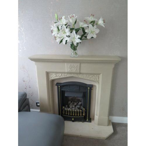 Traditional cr?me cream marble fireplace with Baxi Belgravia deluxe gas fire pcf