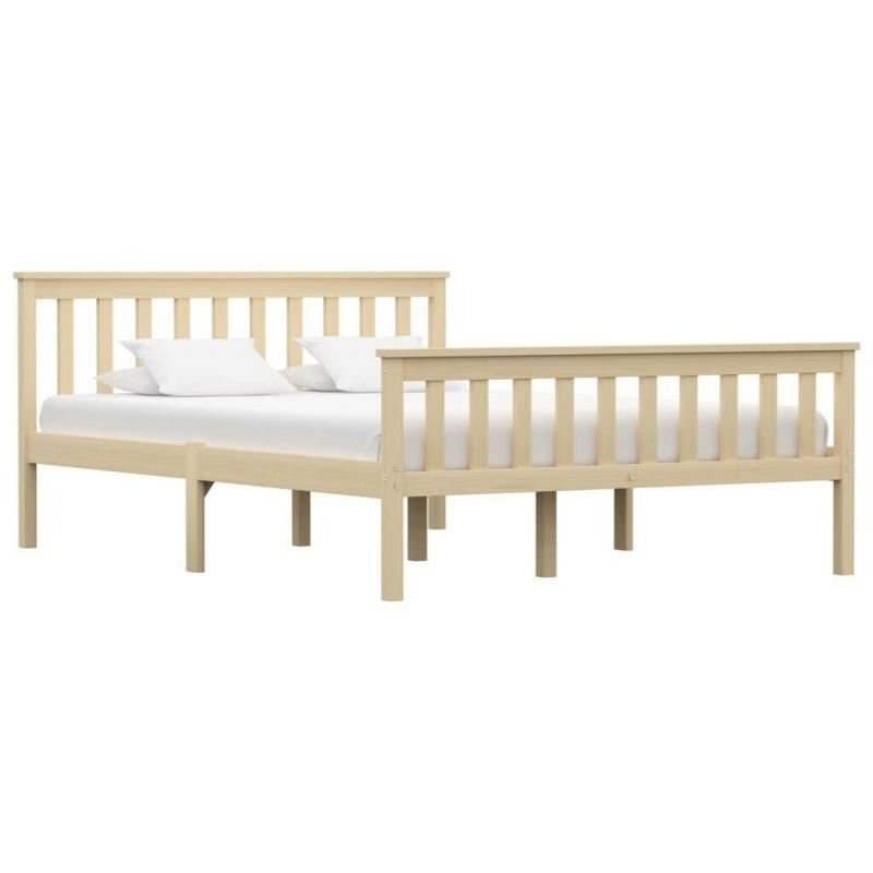 Bed Frame Light Wood Solid Pinewood 140x200 cm-283223