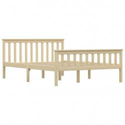 Bed Frame Light Wood Solid Pinewood 140x200 cm-283223