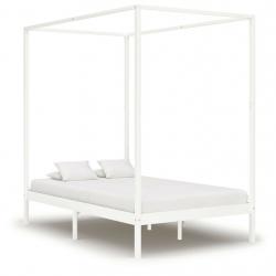 Canopy Bed Frame White Solid Pine Wood 120x200 cm-283264