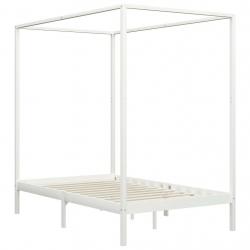 Canopy Bed Frame White Solid Pine Wood 120x200 cm-283264
