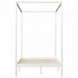 Canopy Bed Frame White Solid Pine Wood 120x200 cm-283264