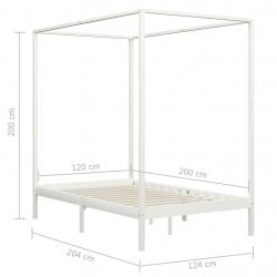 Canopy Bed Frame White Solid Pine Wood 120x200 cm-283264