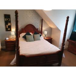 SOLD - King size 4 poster bed + 2 x bedside tables