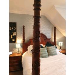 SOLD - King size 4 poster bed + 2 x bedside tables