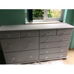 Ronseal chalk paint grey 10 drawers chest of drawers with crystal knobs