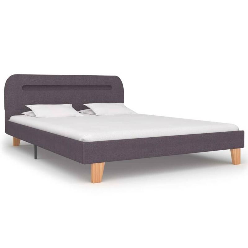 Bed Frame with LED Taupe Fabric 135x190 cm-281093