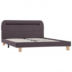 Bed Frame with LED Taupe Fabric 135x190 cm-281093
