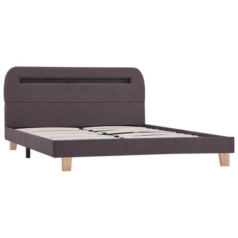 Bed Frame with LED Taupe Fabric 135x190 cm-281093