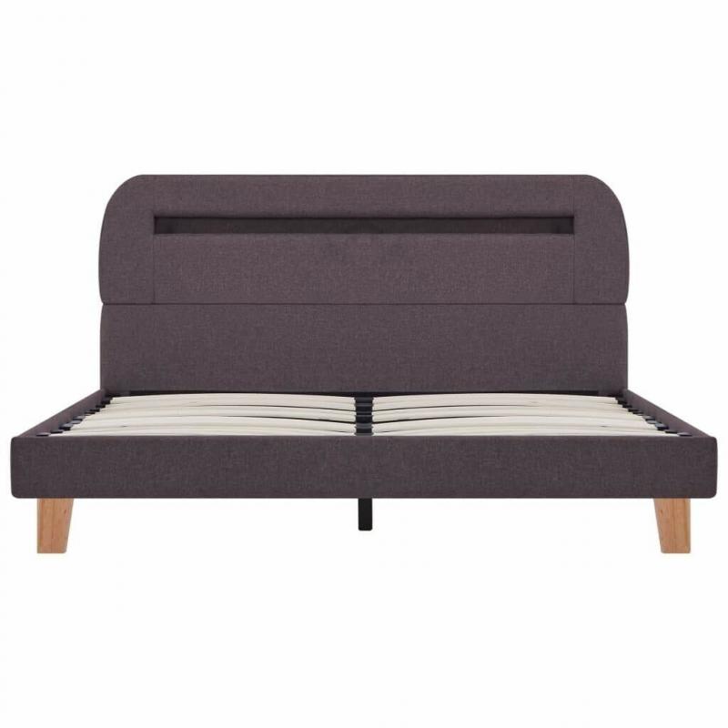 Bed Frame with LED Taupe Fabric 135x190 cm-281093