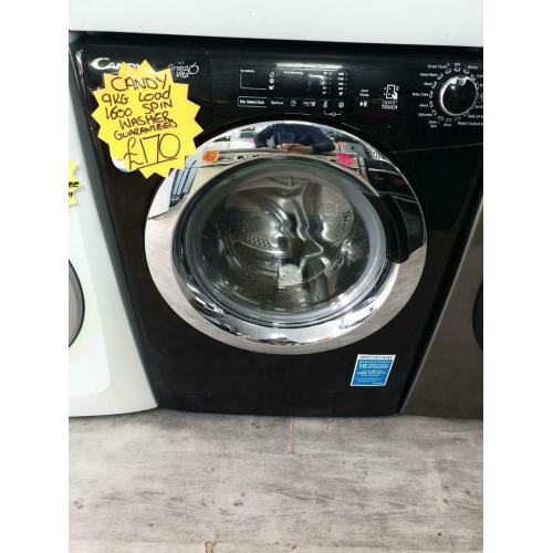 Black 9kg ld candy 1600 spin washing machine