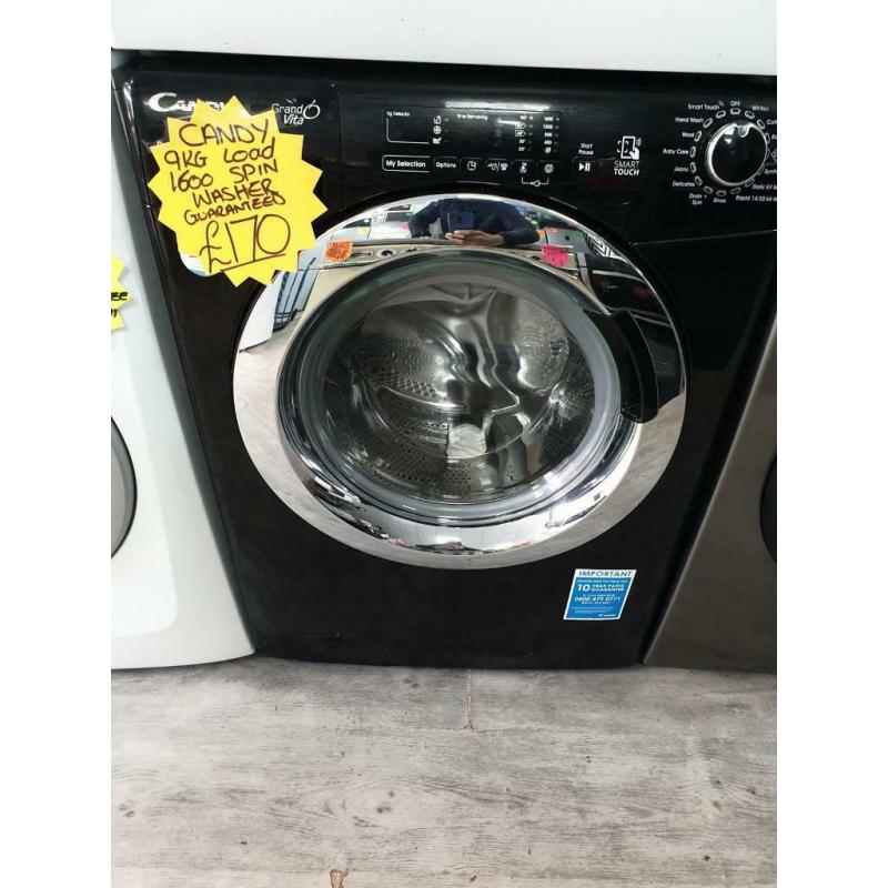 Black 9kg ld candy 1600 spin washing machine