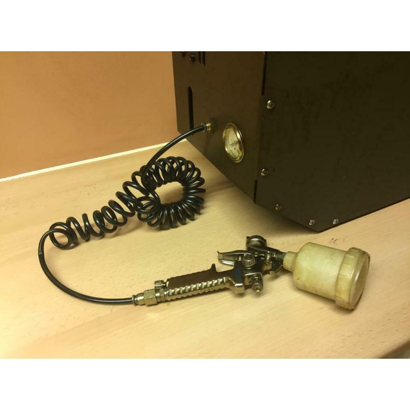 Compressor and spray gun.